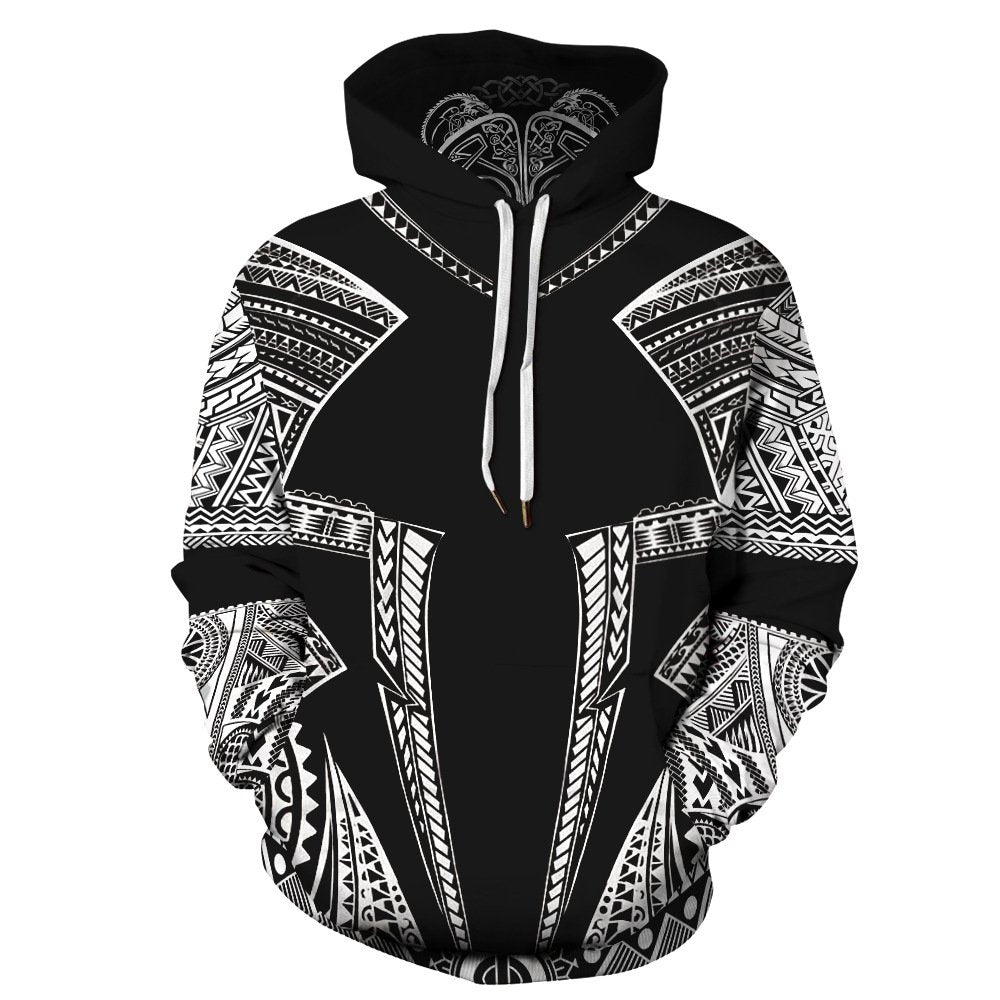 Viking Mythology Black And White Art – 3D Hoodie