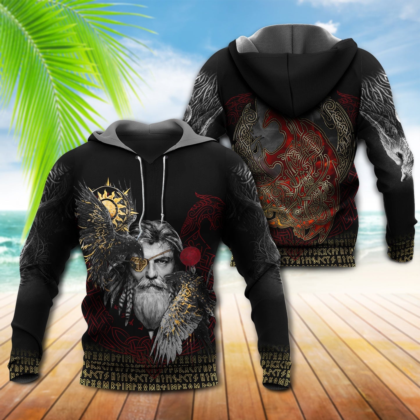 Viking Odin Raven Symbol - 3D Hoodie