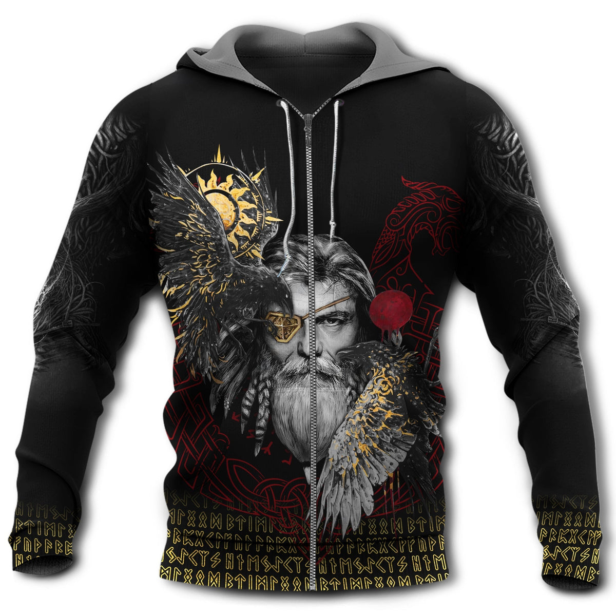 Viking Odin Raven Symbol - 3D Hoodie