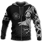 Viking Raven Warrior White Style - 3D Hoodie
