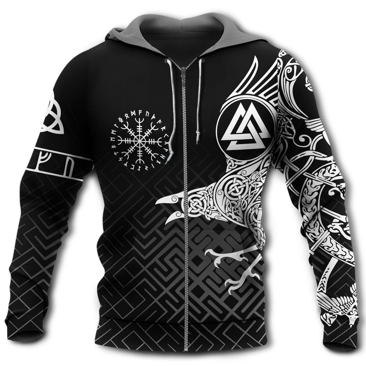 Viking Raven Warrior White Style - 3D Hoodie