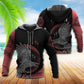 Viking Raven Black Red Style - 3D Hoodie