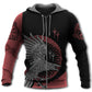 Viking Raven Black Red Style - 3D Hoodie