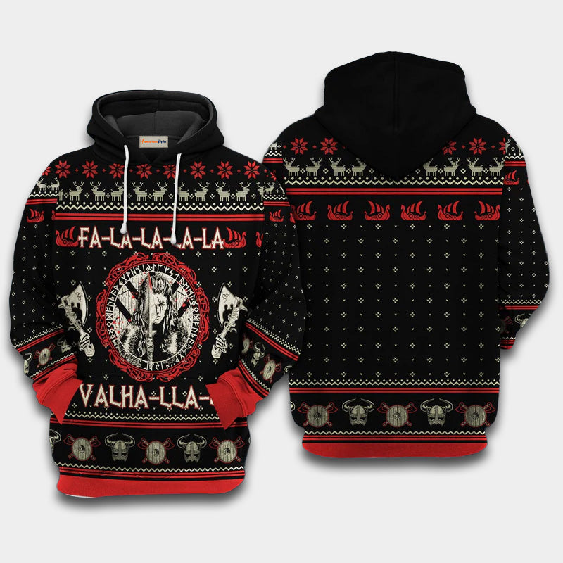 Viking Shieldmaiden Black And Red Art – 3D Hoodie