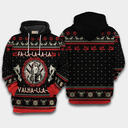 Viking Shieldmaiden Black And Red Art – 3D Hoodie