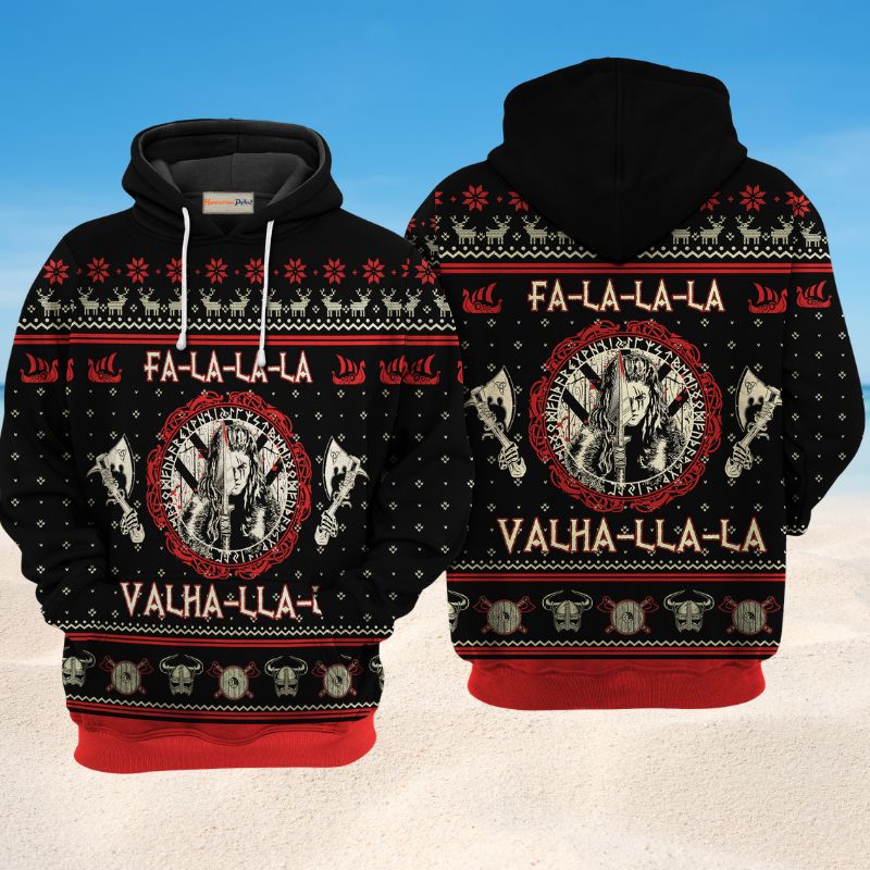 Viking Shieldmaiden Black And Red Art – 3D Hoodie