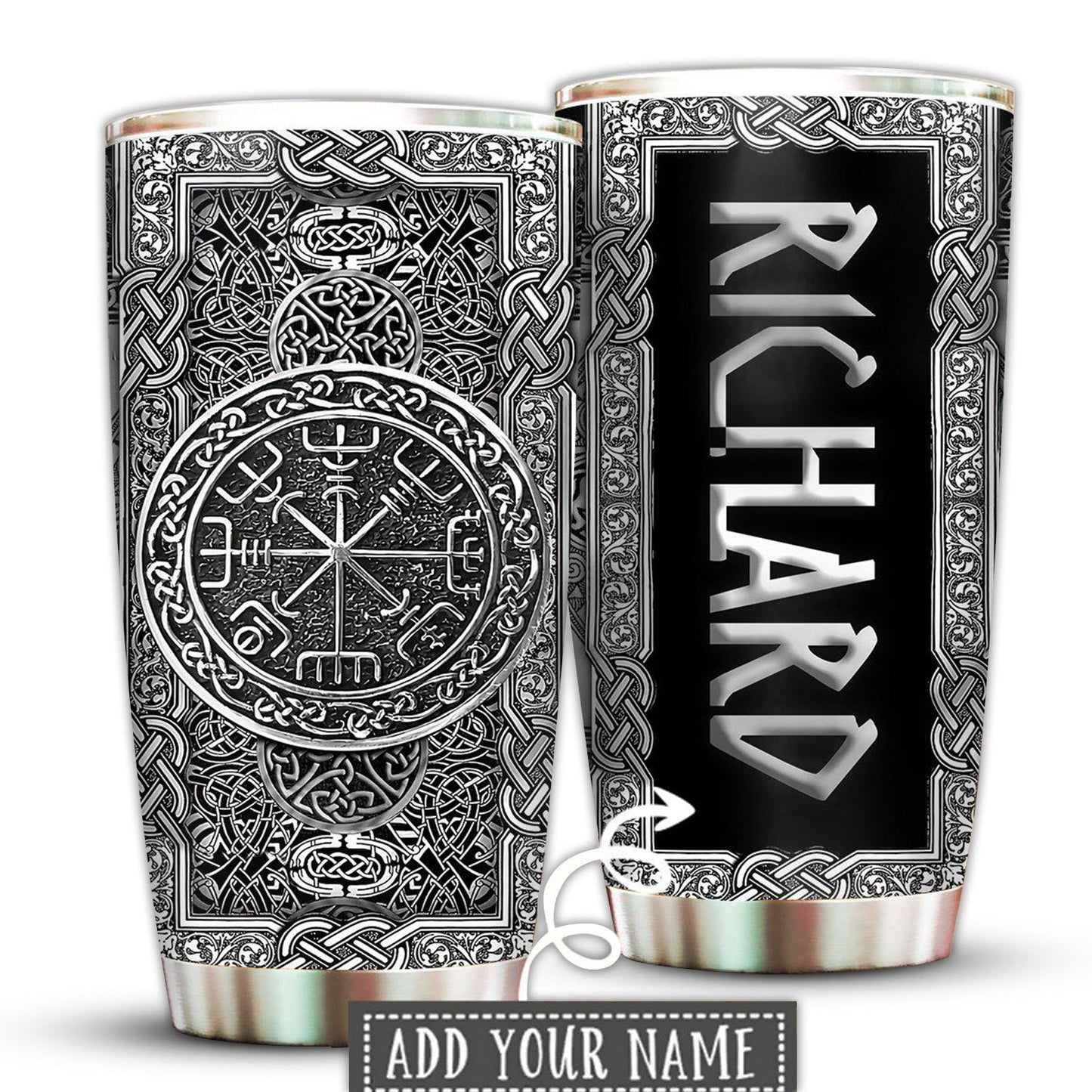 Viking Sign Silver Personalized 20 Oz Tumbler For Coffee Travel And Daily Use