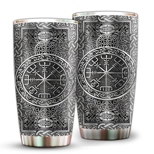 Viking Sign Silver 20 Oz Tumbler For Coffee Travel And Daily Use