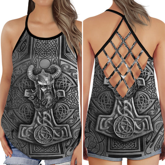 Viking Grey Tone Strength Vibes - Hollow Tank Top