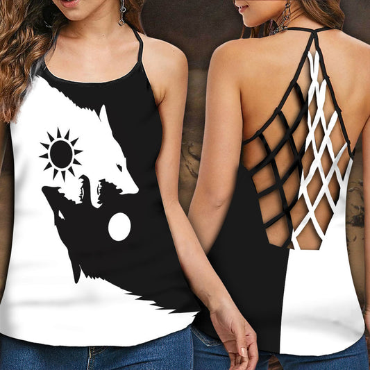 Viking Strong Wolf Black And White – Hollow Tank Top