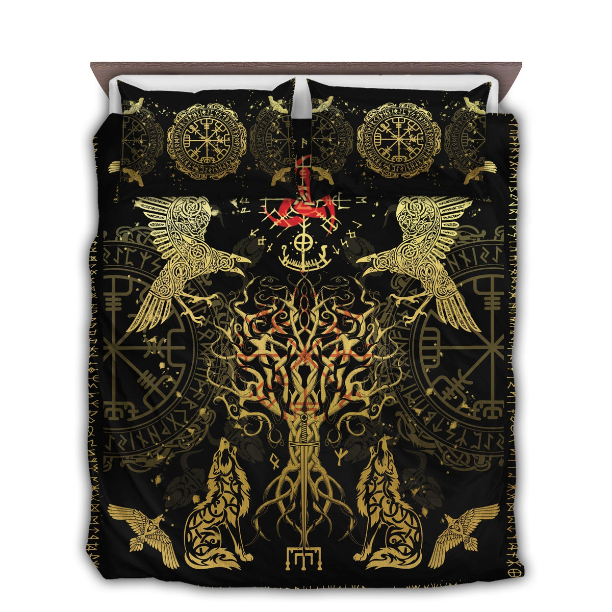 Viking Vegvisir Yggdrasil Bedding Cover For Norse Bedroom Decor