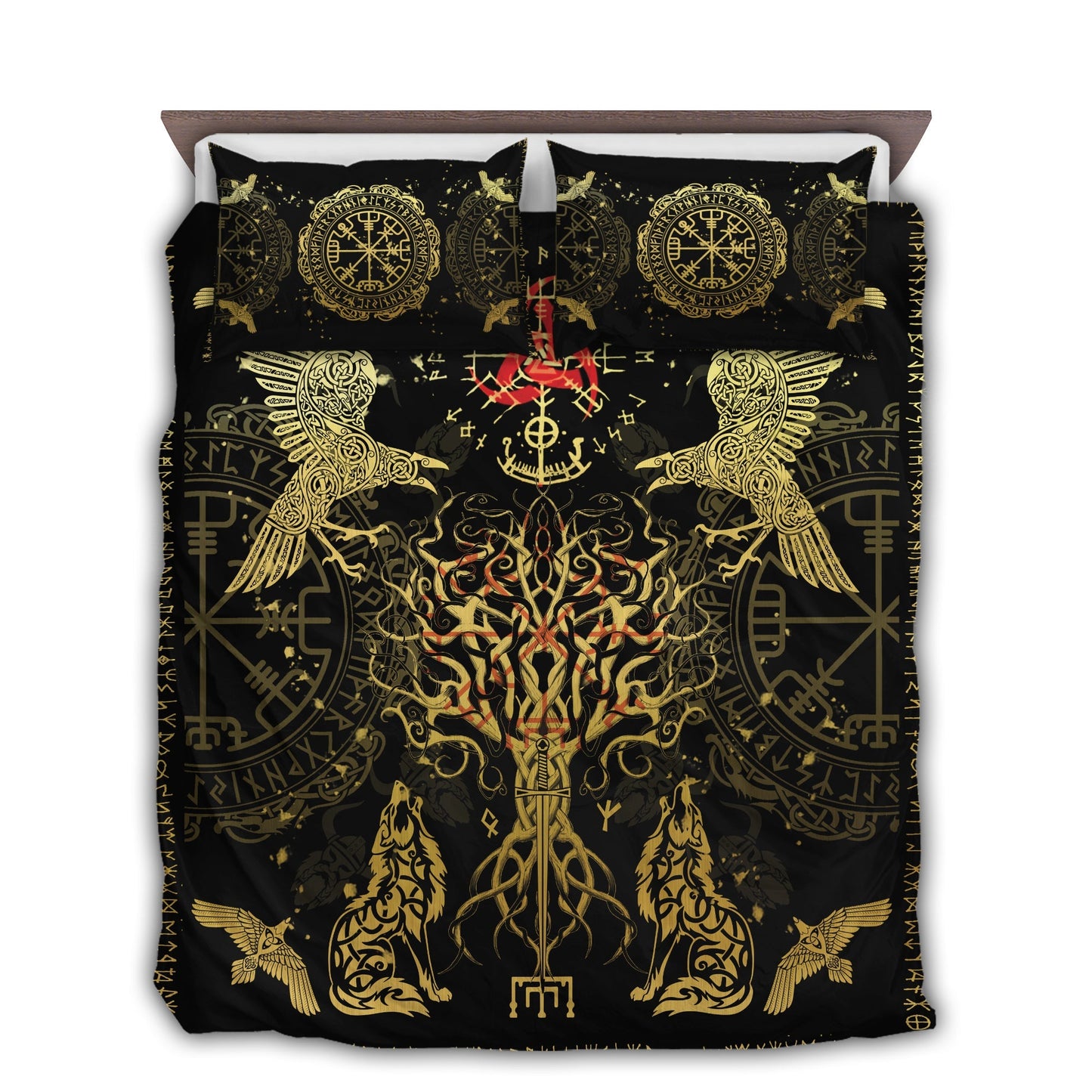 Viking Vegvisir Yggdrasil Bedding Cover For Norse Bedroom Decor