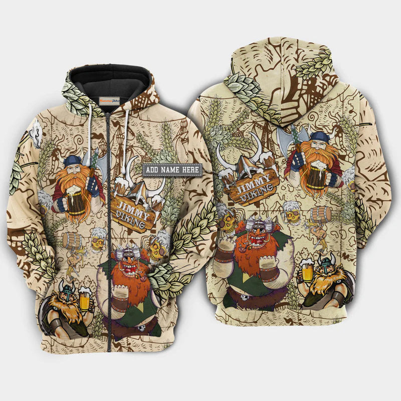 Viking Victory Beer Custom Name Art – 3D Hoodie