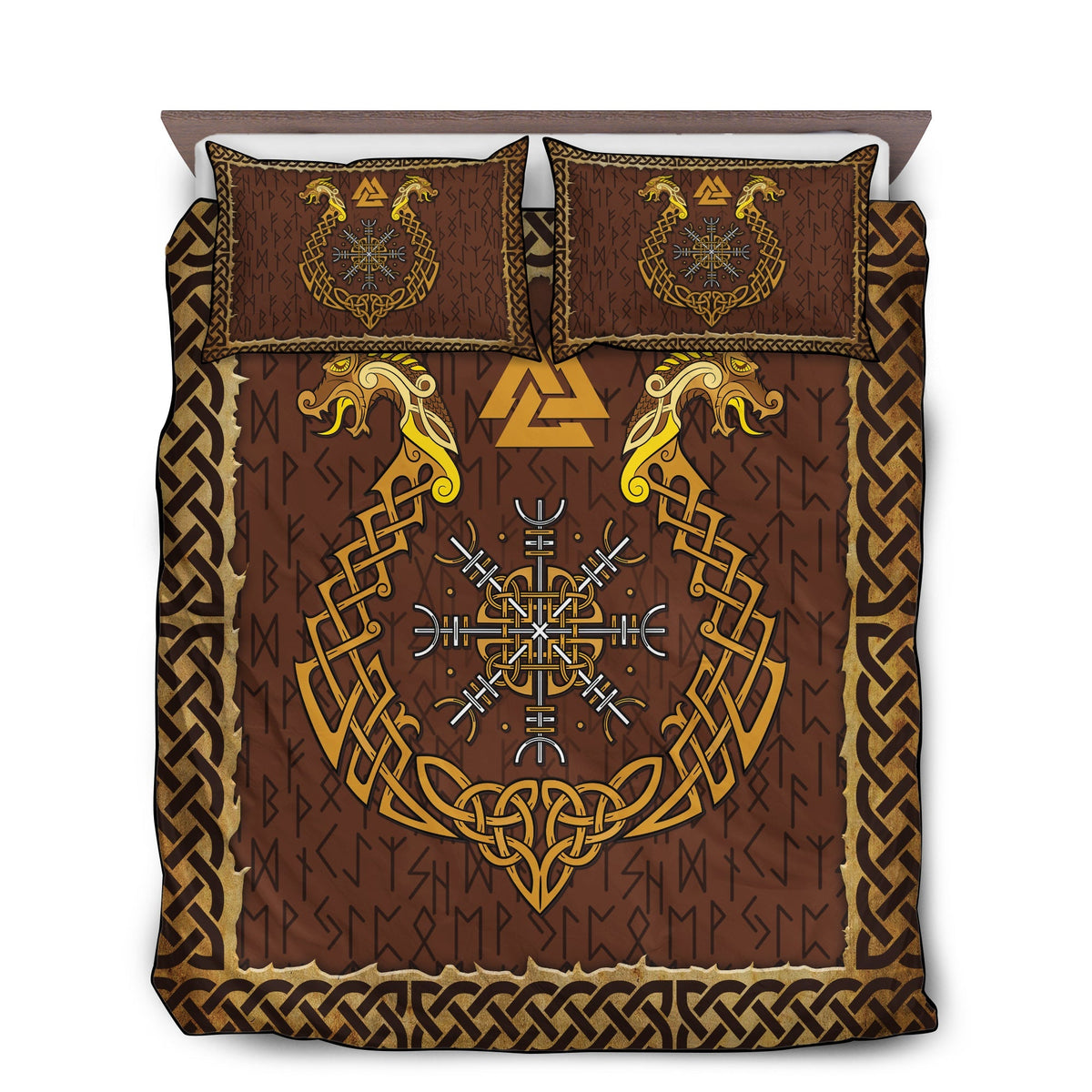 Orange Viking Warrior Bedding Cover For Norse Bedroom Decor