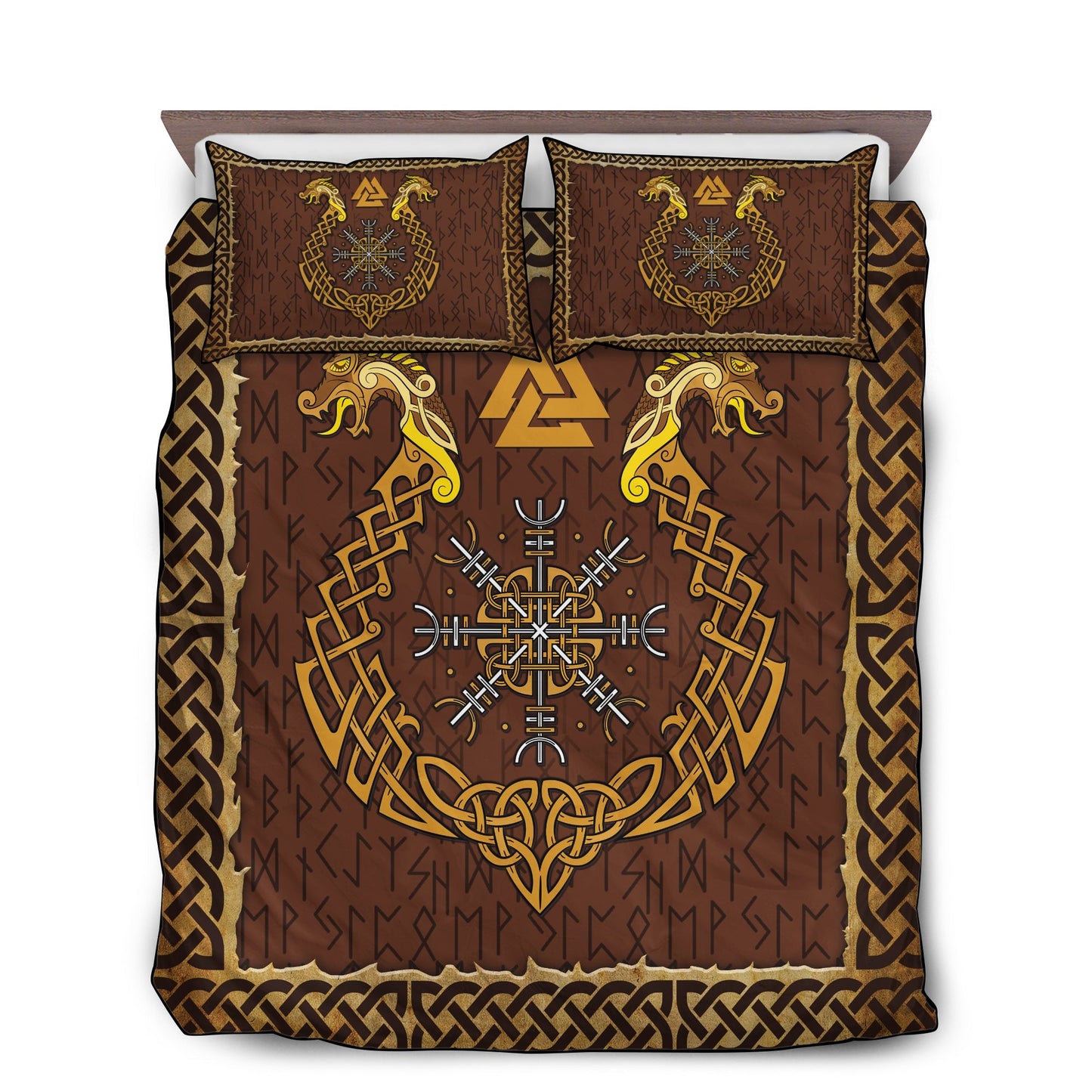 Orange Viking Warrior Bedding Cover For Norse Bedroom Decor