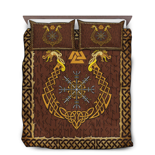 Orange Viking Warrior Bedding Cover For Norse Bedroom Decor