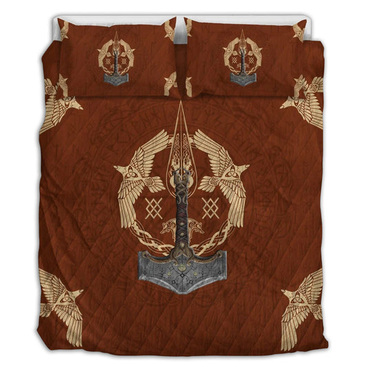 Red Viking Warrior Bedding Cover For Norse Bedroom Decor