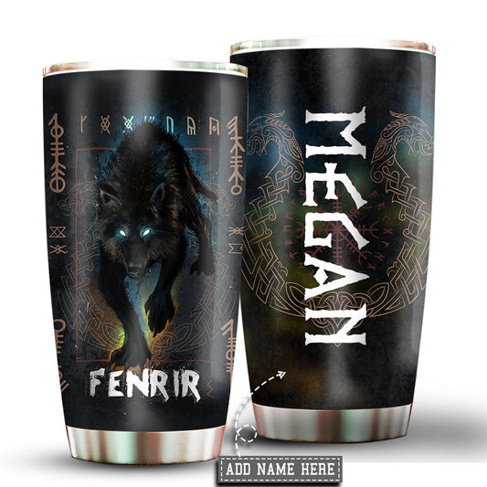 Viking Wolf Black Personalized 20 Oz Tumbler For Coffee Travel And Daily Use