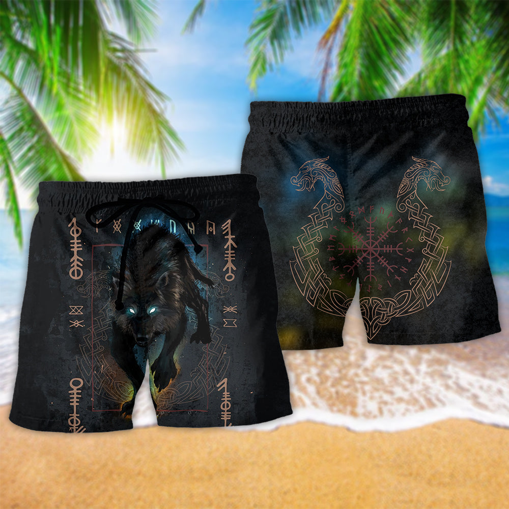 Viking Wolf Fenrir Dark Style - Beach Short