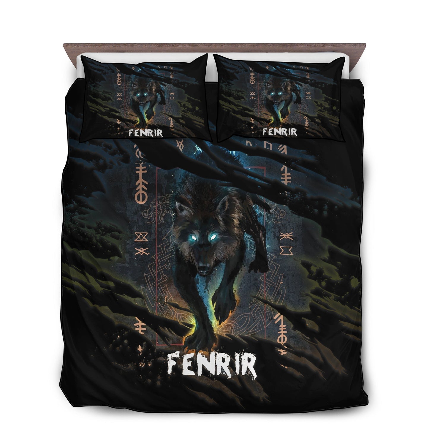 Viking Wolf Fenrir Bedding Cover For Norse Bedroom Decor