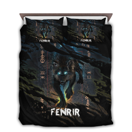 Viking Wolf Fenrir Bedding Cover For Norse Bedroom Decor