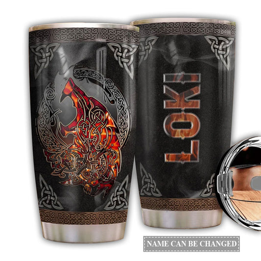 Viking Wolf Fire And Black Personalized 20 Oz Tumbler