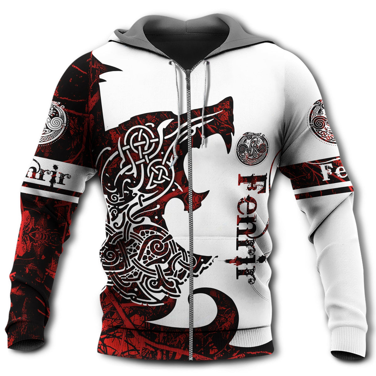 Viking Wolf Legend Red White Style - 3D Hoodie