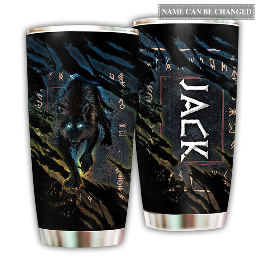 Viking Wolf Sign With Dark Blue Personalized 20 Oz Tumbler