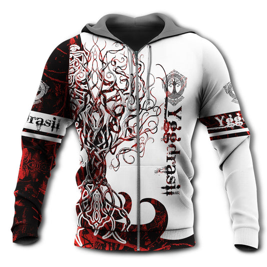 Yggdrasil Legend Red White Myth Style - 3D Hoodie
