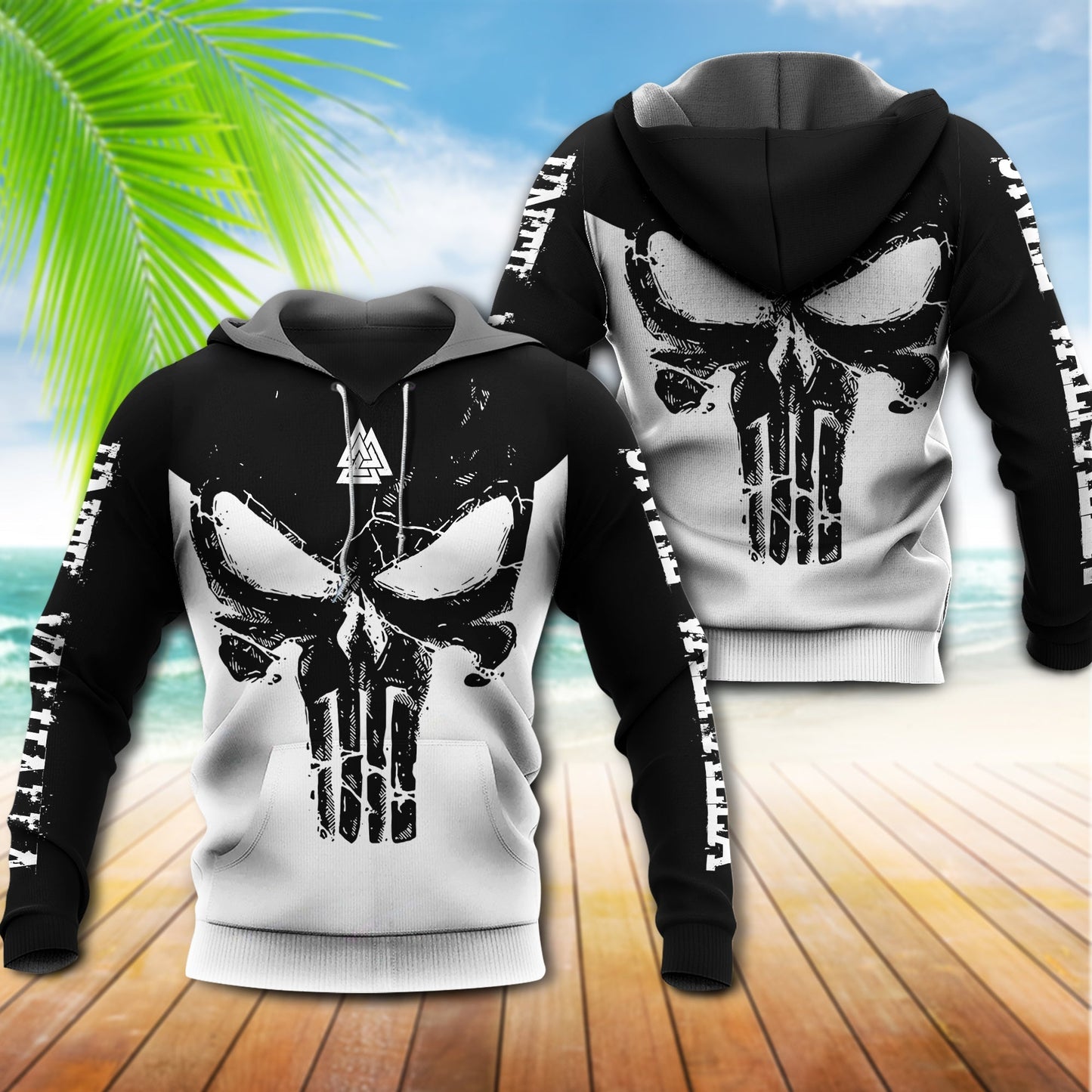 Viking Blood Black And White Art – 3D Hoodie2