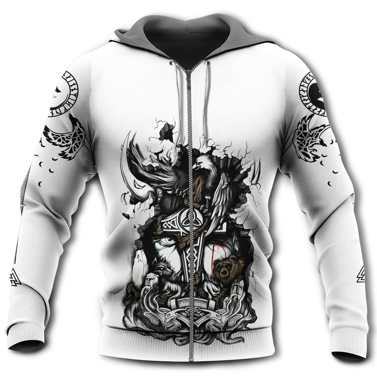 Viking Blood White Style - 3D Hoodie