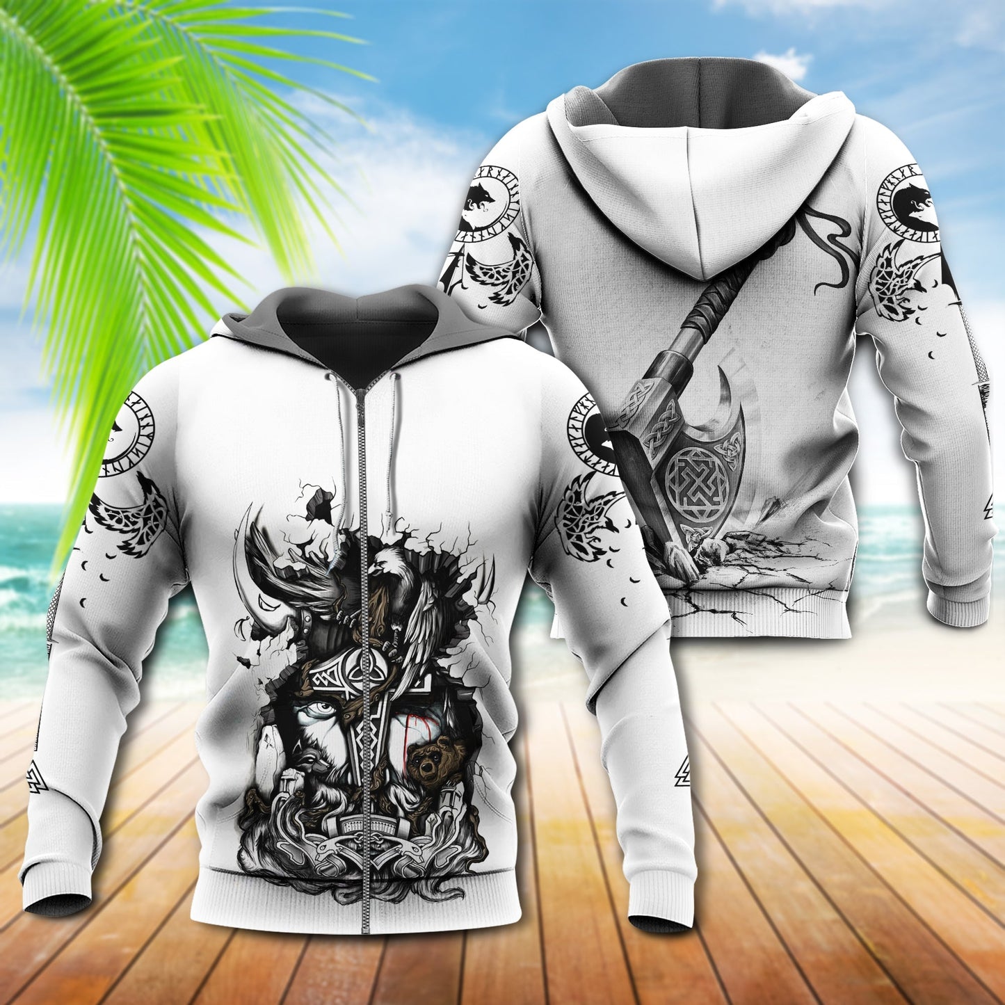 Viking Blood White Style - 3D Hoodie3