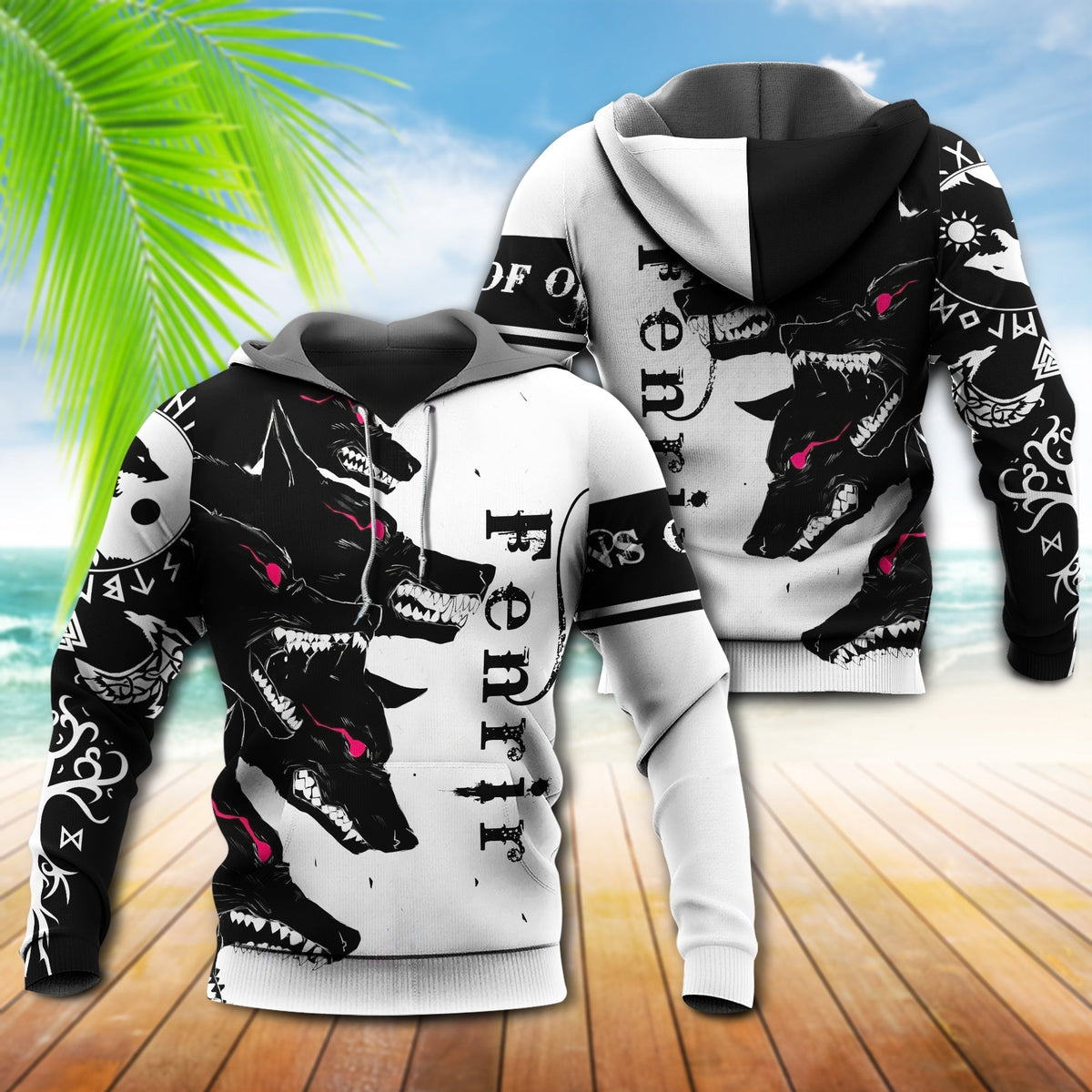 Viking Fenrir Blood Wolf - 3D Hoodie