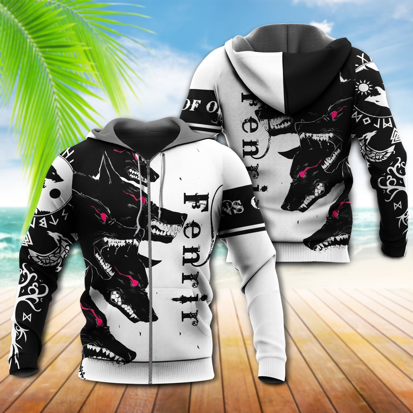 Viking Fenrir Blood Wolf - 3D Hoodie