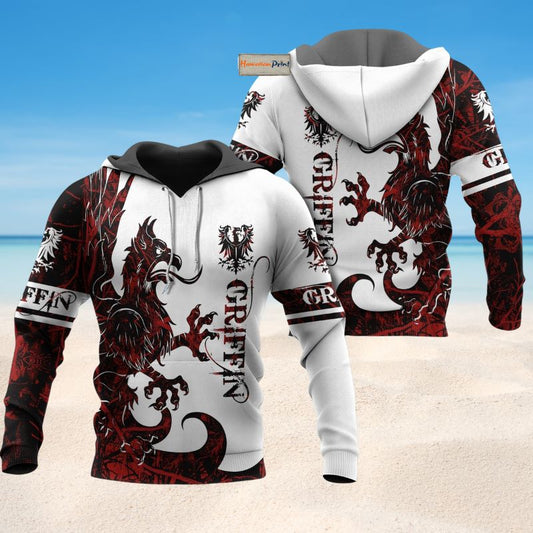 Viking Griffin Legend Red And White Art – 3D Hoodie