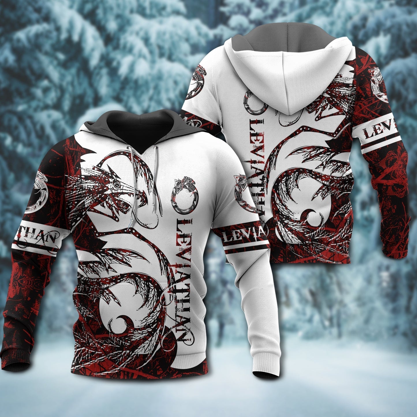 Viking Leviathan Legend Red White - 3D Hoodie