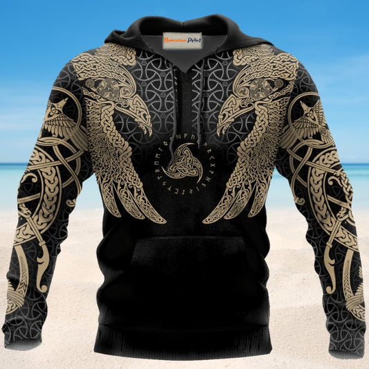 Viking Muninn Raven Tattoo - 3D Hoodie