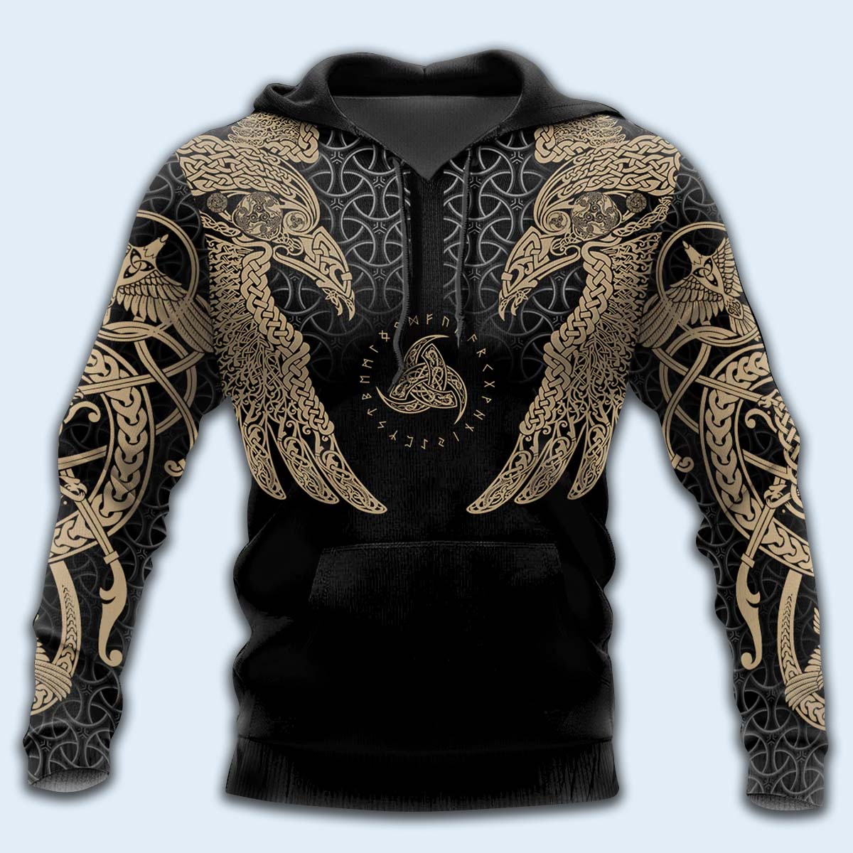Viking Muninn Raven Tattoo - 3D Hoodie2