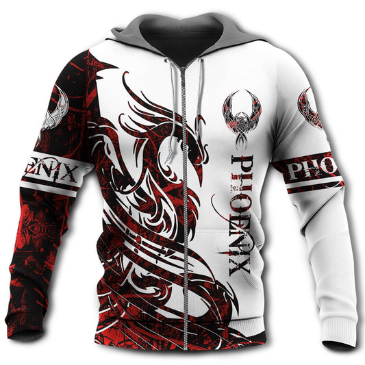 Viking Phoenix Legend Red And White Art – 3D Hoodie