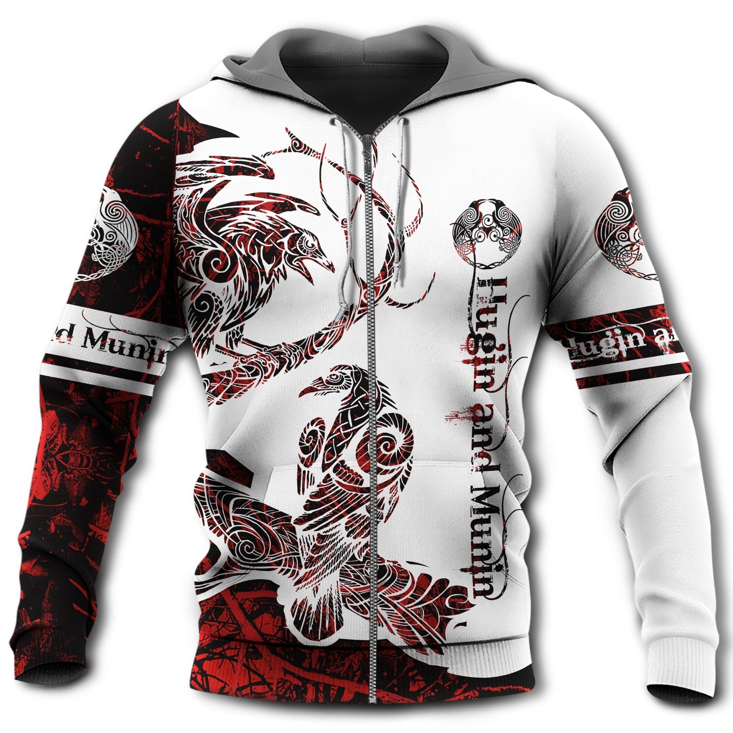 Viking Raven Legend Red White Classic - 3D Hoodie