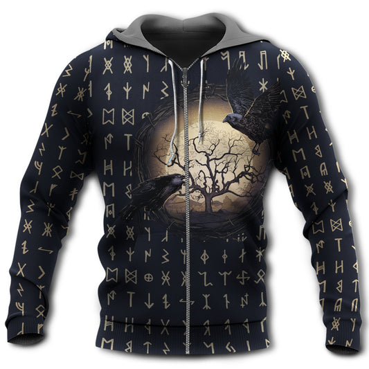 Viking Raven Wolf Moon Myth - 3D Hoodie