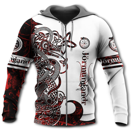 Viking Serpent Legend Red And White Art – 3D Hoodie