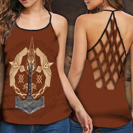 Viking Orange Pattern Norse Warrior – Hollow Tank Top