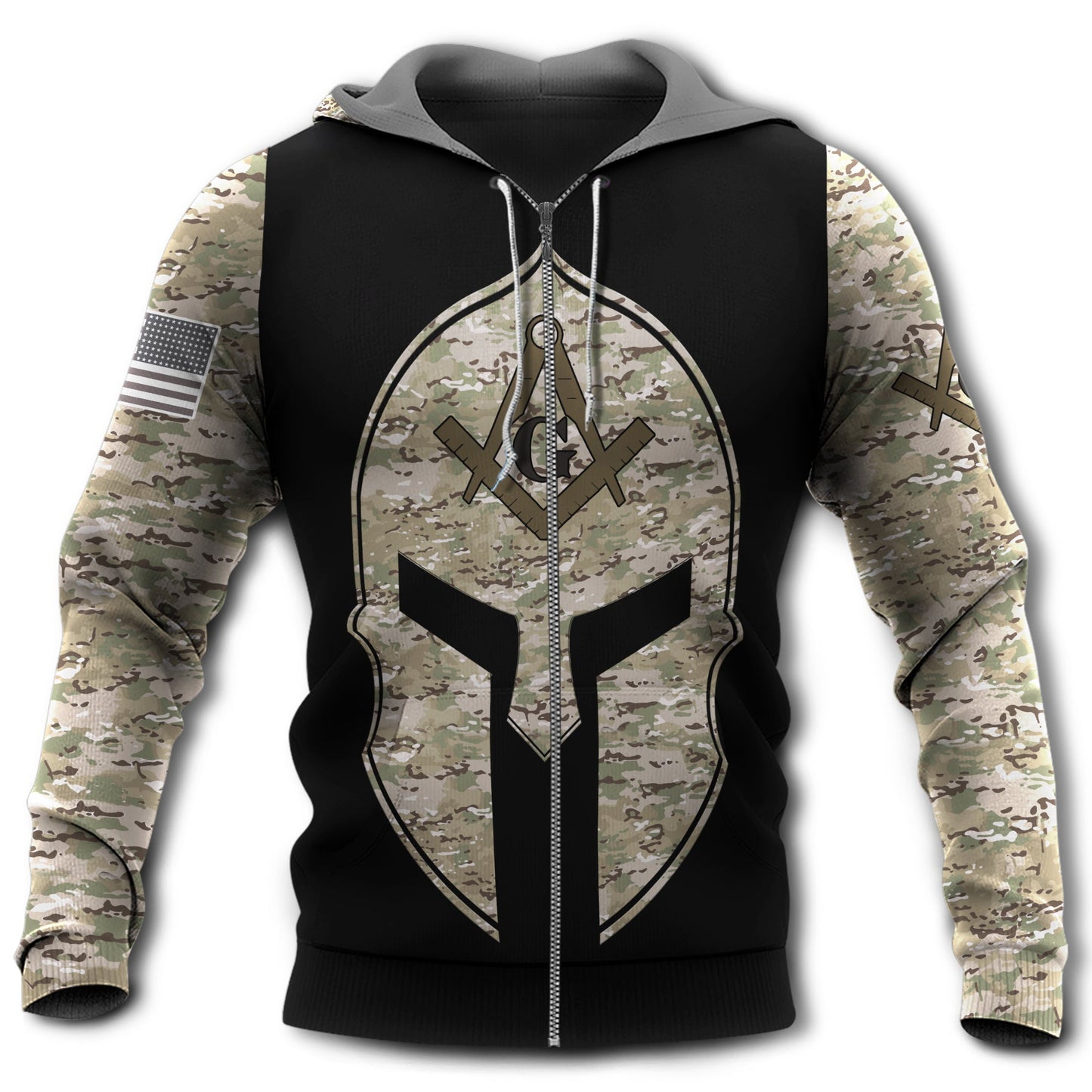 Viking Symbol Black Camo Style - 3D Hoodie