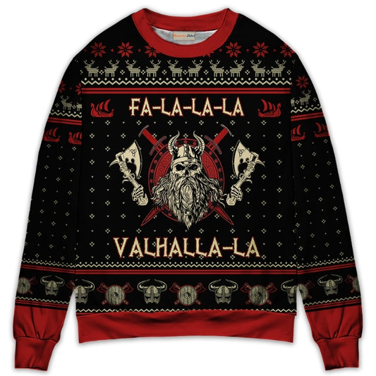 Viking Valhalla Black And Red Style – Sweater - Ugly Christmas Sweater