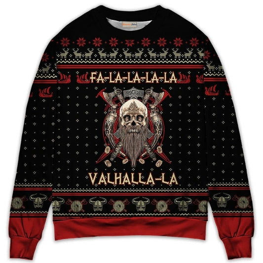 Viking Valhalla Black And Red Style – Sweater - Ugly Christmas Sweater