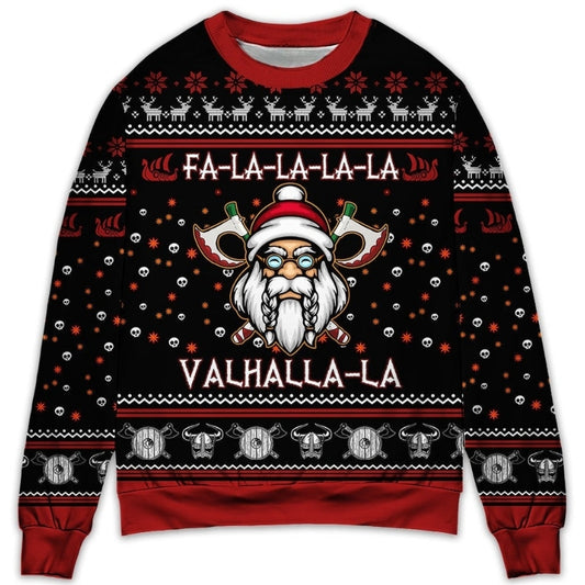 Viking Valhalla White And Red Style – Sweater - Ugly Christmas Sweater