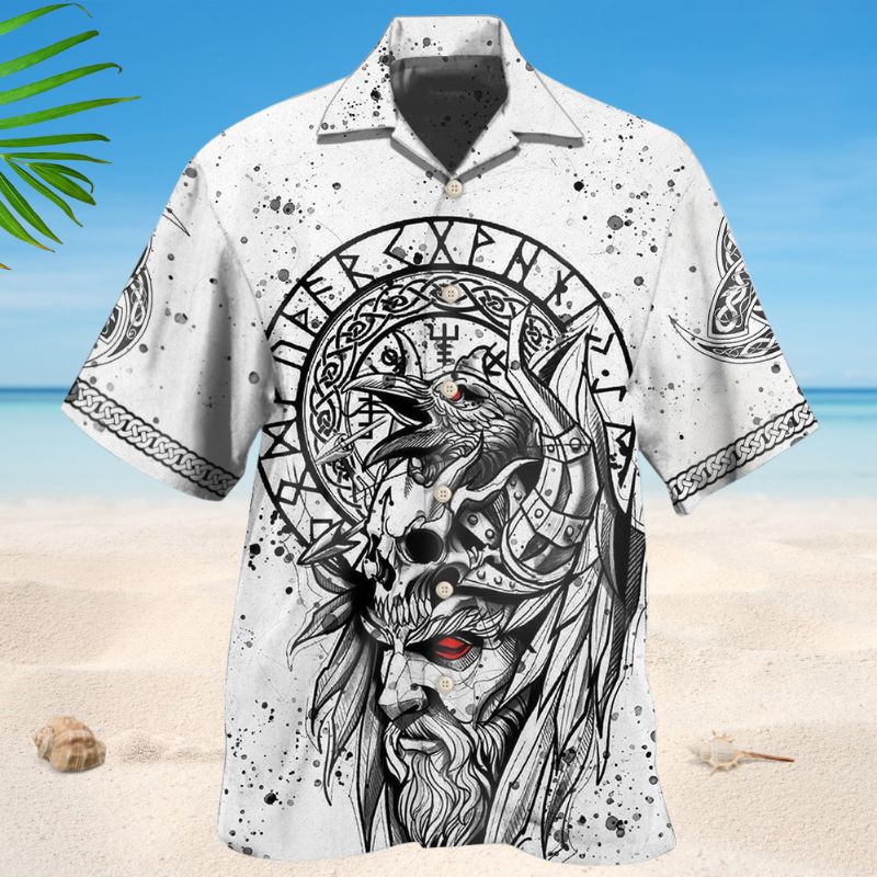 Viking Victory Black And White Style – Hawaiian Shirt
