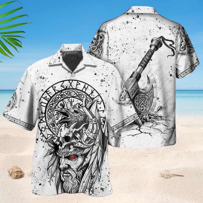 Viking Victory Black And White Style – Hawaiian Shirt