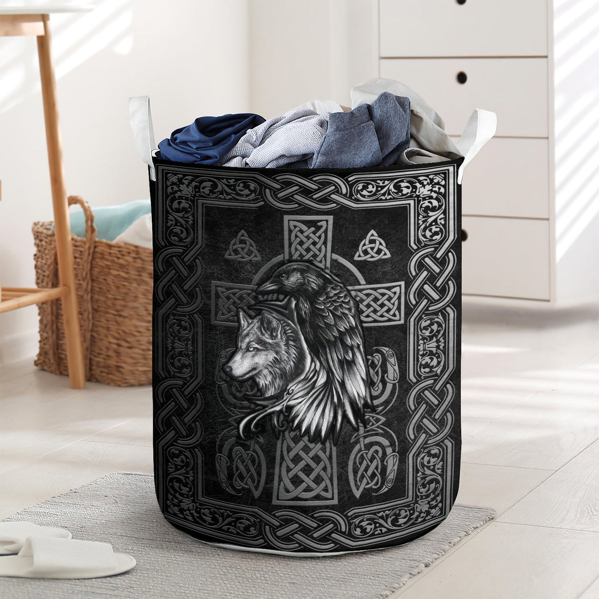 Viking wolf raven metal style - Laundry basket - LAUB04TNH220222-Owls Matrix